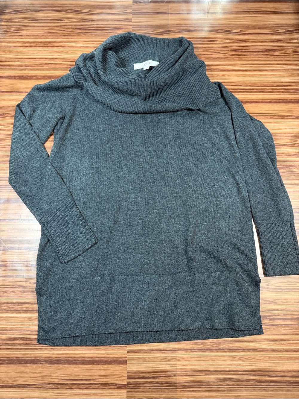 LOFT Charcoal Gray Cowl Neck Sweater